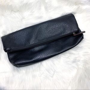Free People Black Poly Zip Clutch